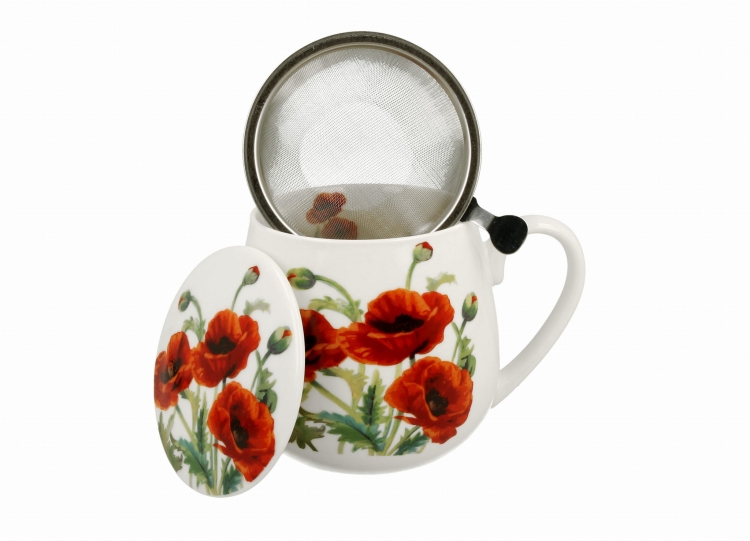 Kubek z zaparzaczem baryłka z metalowym filtrem classic poppies