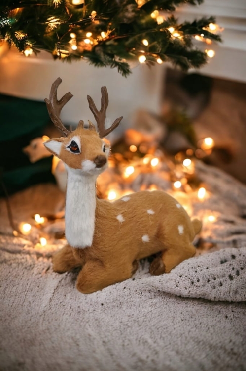 Figurka-Renifer-Jeleń-leżący-Rogacz-Świąteczna-Dekoracja-12-cm