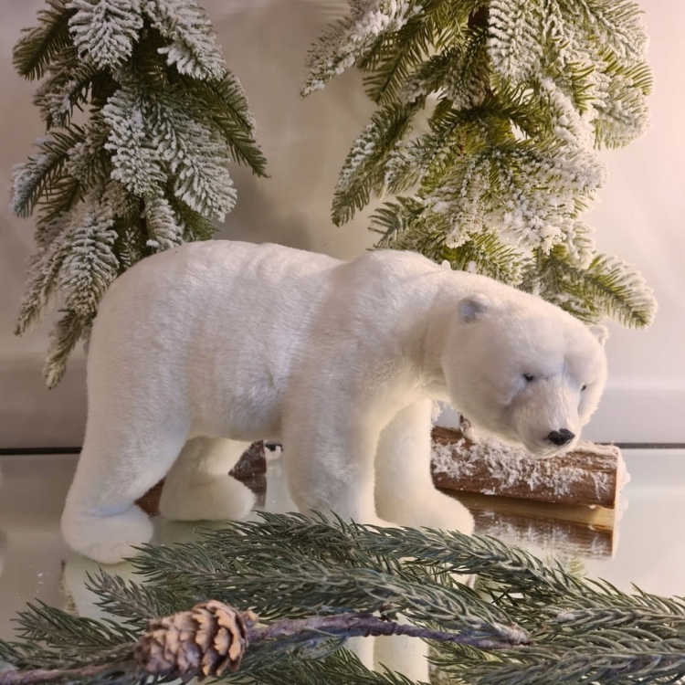 Świąteczna-Figurka-ozdoba-Miś-Polarny-niedźwiedź-Dekoracja-Bożonarodzeniowa