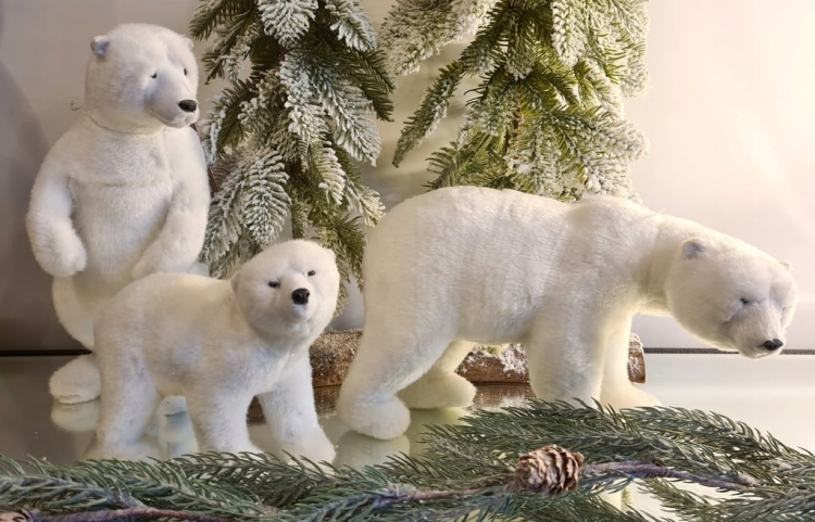 Świąteczna-Figurka-ozdoba-Miś-Polarny-niedźwiedź-Dekoracja-Bożonarodzeniowa