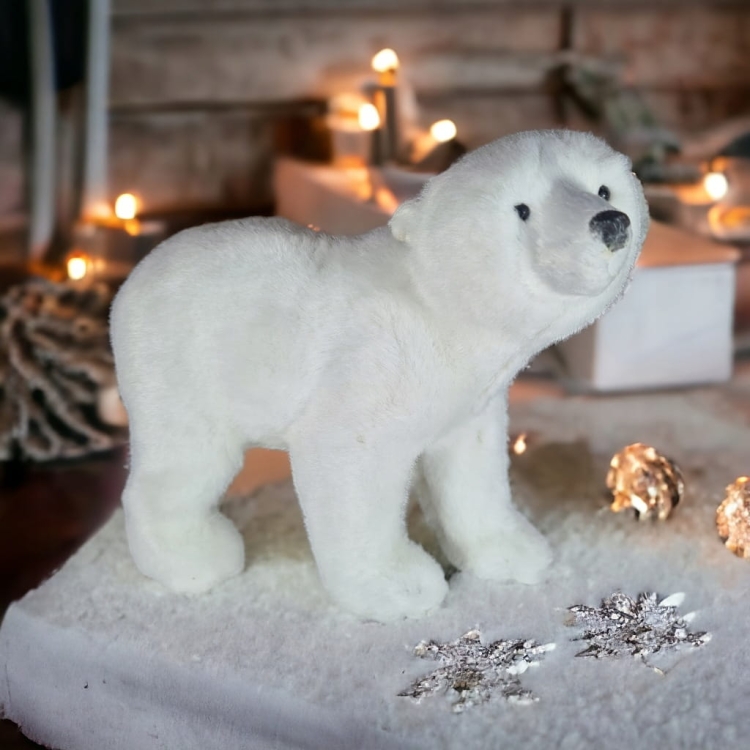 Świąteczna-Figurka-ozdoba-Miś-Polarny-niedźwiedź-Dekoracja-Bożonarodzeniowa