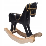 Vintage drewniany koń na biegunach czarno - złoty mały