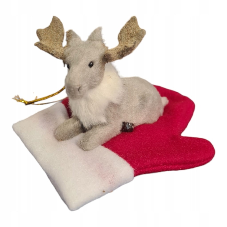 Zawieszka-Bombka-Łoś-futerko-na-Rękawicy-Świętego-Mikołaja-ozdoba-choinkowa