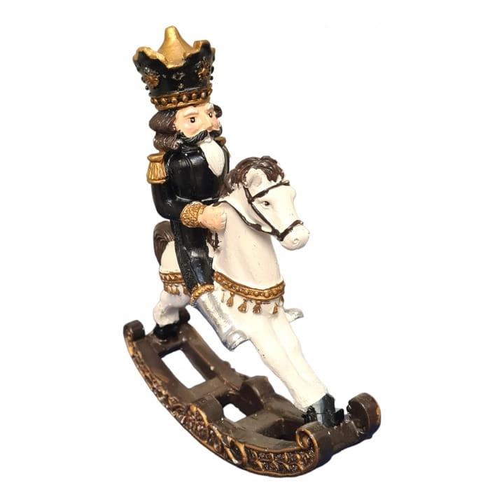 Dziadek-do-Orzechów-Koń-na-Biegunach-Czarno-Złoty-Ozdoba-na-Święta