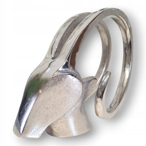 Nowoczesna-Figurka-Antylopa-Aluminium-mała-Dekoracja-do-Biura-Domu-srebrna
