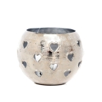 Świecznik metalowy srebrny serca 10 cm na tealight do domu ogrodu prezent