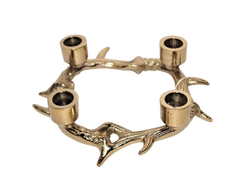 Metalowy-złoty-świecznik-na-4-świece-tapers–motyw-rogi-jelenia