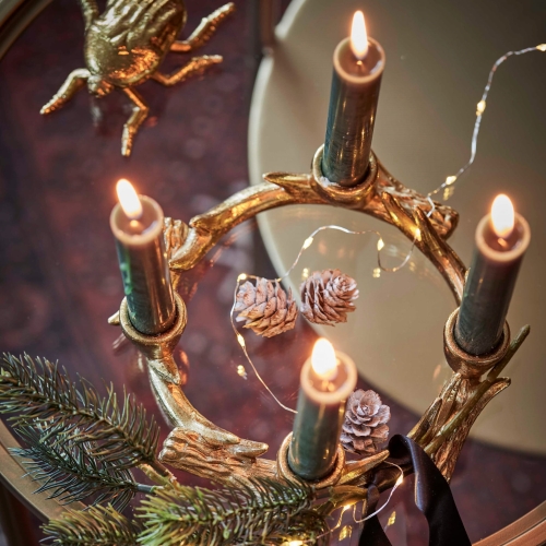Metalowy-złoty-świecznik-na-4-świece-tapers–motyw-rogi-jelenia