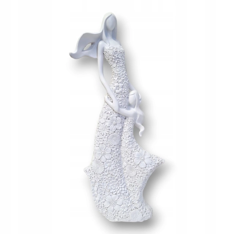 Figurka-ażurowa-matka-z-córką–biała-z-kwiatowym-wzorem