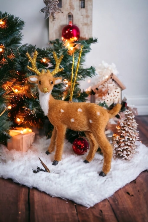 Zawieszka-bombka-dekoracja-na-choinkę-jeleń–-ozdoba-świąteczna-złoty-brokat