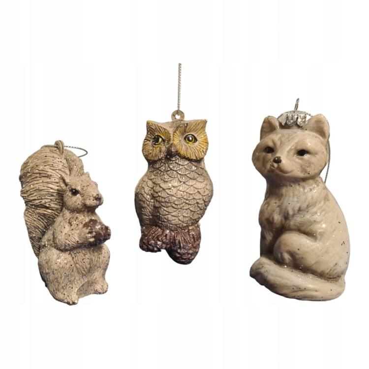 Zawieszka-bombka-świąteczna-sowa-wiewiórka-wilk-zestaw-3-sztuki–ozdoby-choinkowe