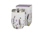 Kubek termiczny Classic Lavender 430 ml stal nierdzewna lawendowy kubek termiczny kwiatowy elegancki kubek do kawy herbaty prezent