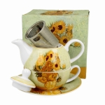 Filiżanka dzbanek do herbaty z zaparzaczem porcelana SUNFLOWERS Van Gogh