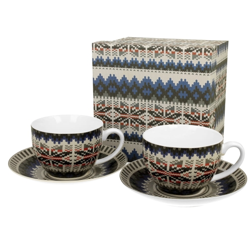 Komplet-Zestaw-2-filiżanek-filiżanki-do-kawy-świąteczna-porcelana-SWETEREK-NIEBIESKI-norweski-motyw-wełniane